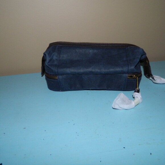 Mark & Graham Jack Waxed Canvas Travel Bag Pouch Blue - Picture 2 of 6